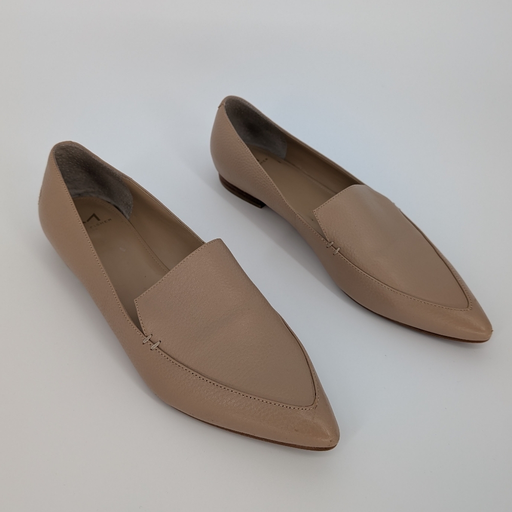 Marc Fisher Genuine Leather Pointed Toe Flats | 9M | Taupe Neutral Beige Cream - Picture 3 of 16